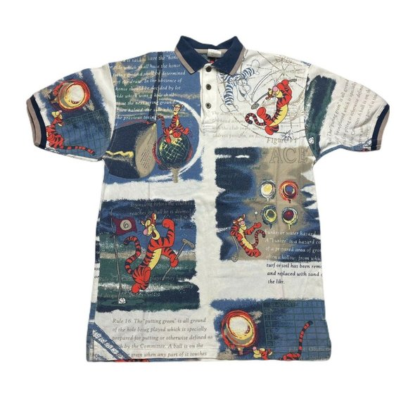 Vintage 90’s Tigger All Over Print Polo Shirt by Disney Size Small - Picture 1 of 6